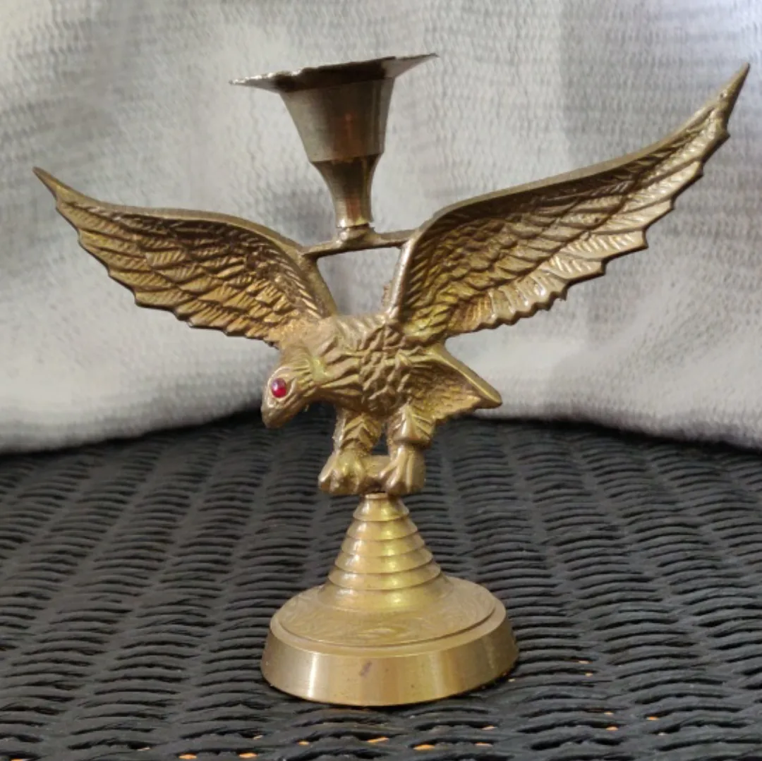 Antique Brass Eagle Candlestick thumbnail