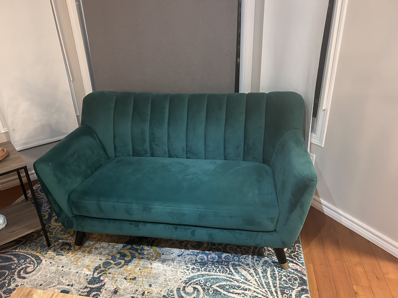 Teal Velvet Sofa - photo 2