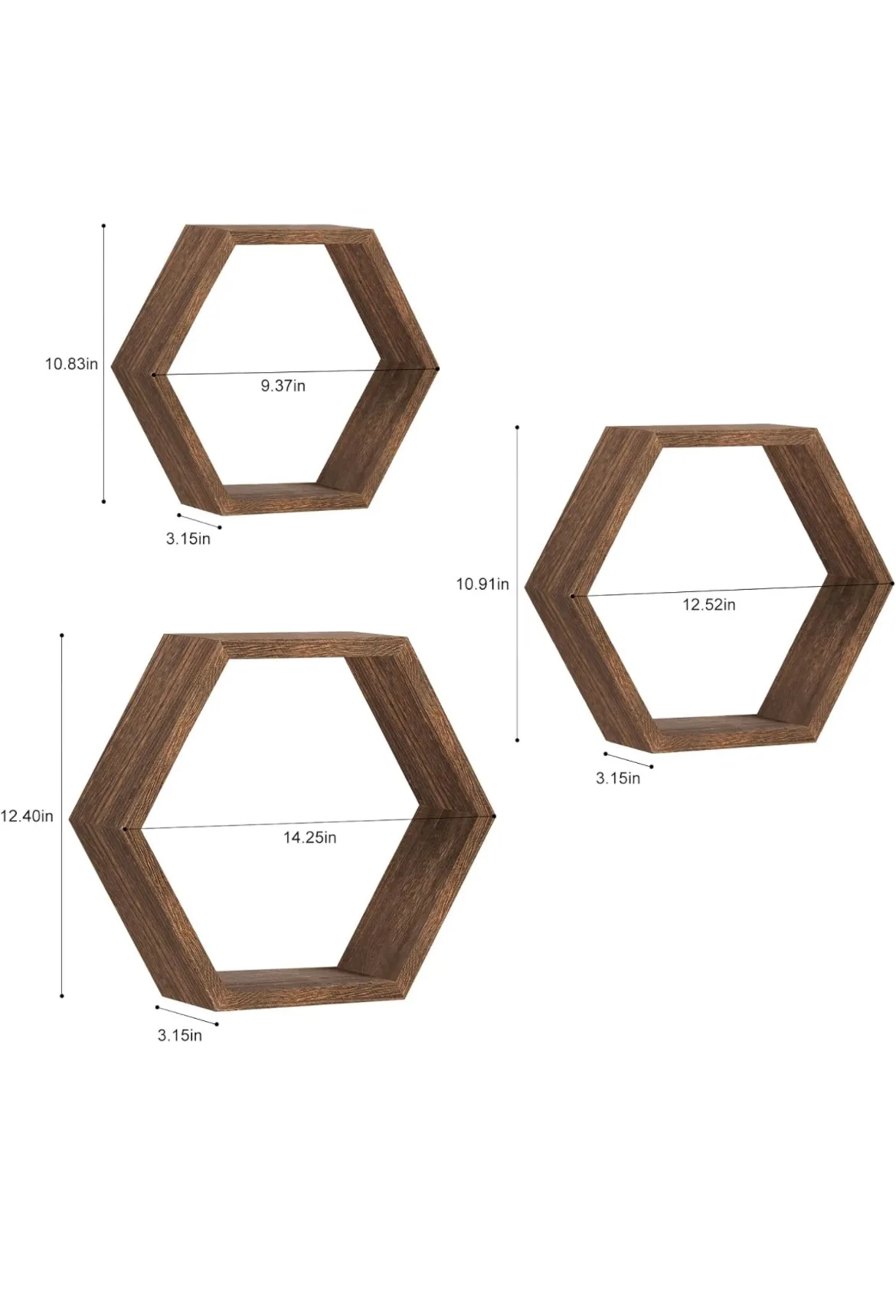 Set of 5 Hexagon Floating Shelves image indicator(2)