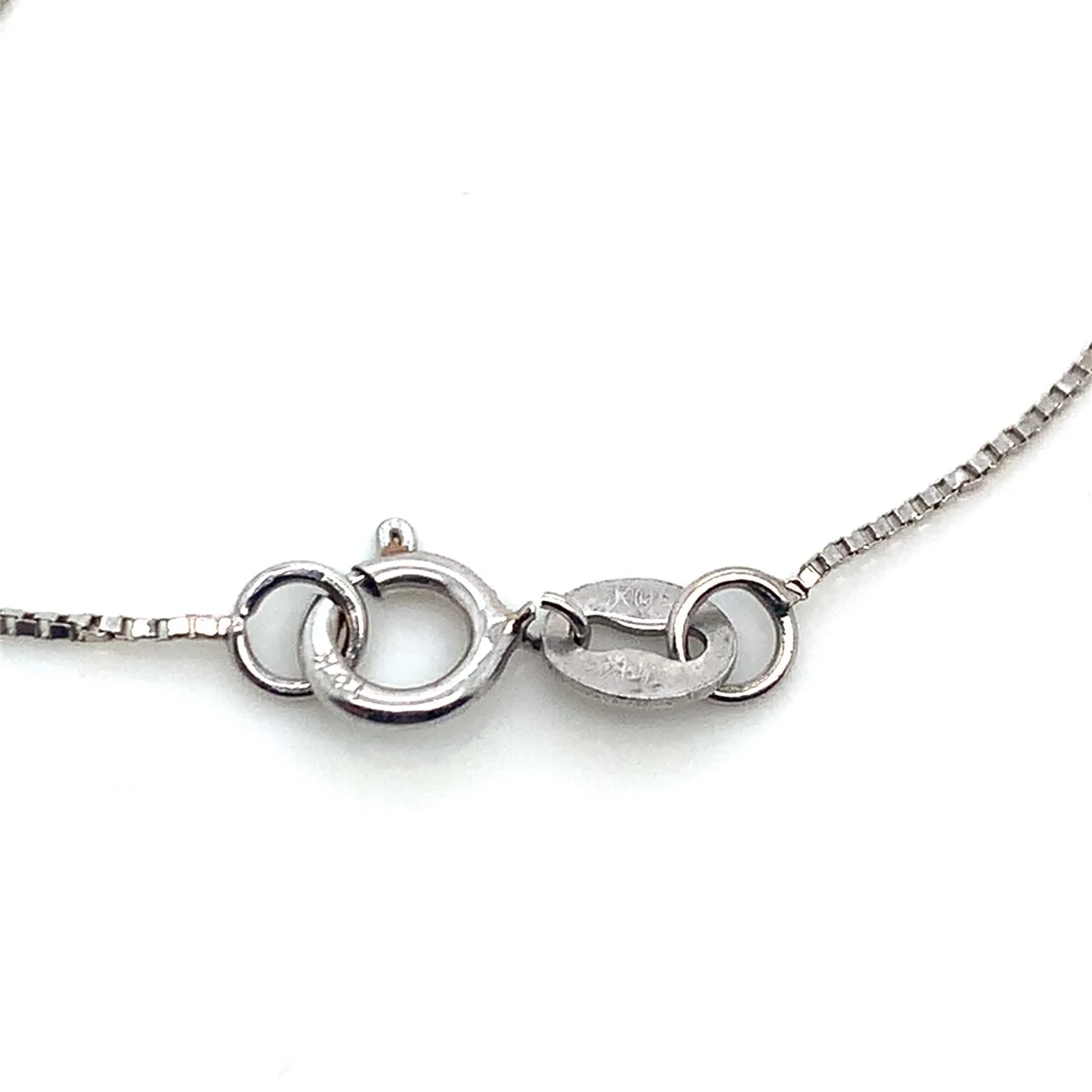 10k White gold Double Heart Diamond Necklace 20” image indicator(5)