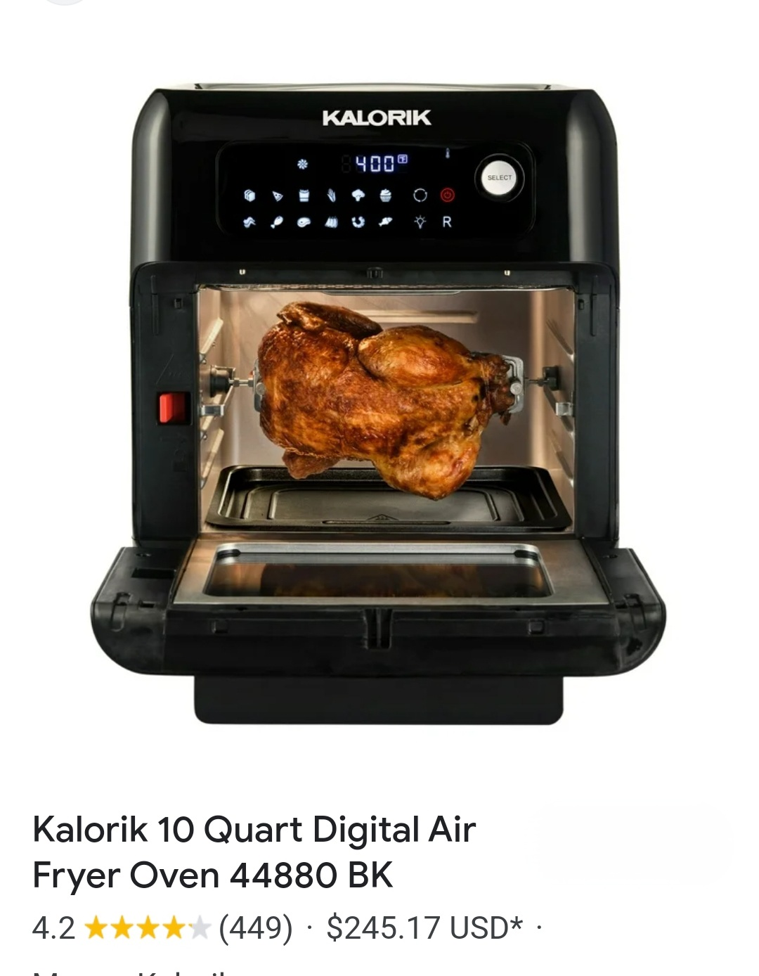 Kalorik 10 Quart Digital Air Fryer Oven