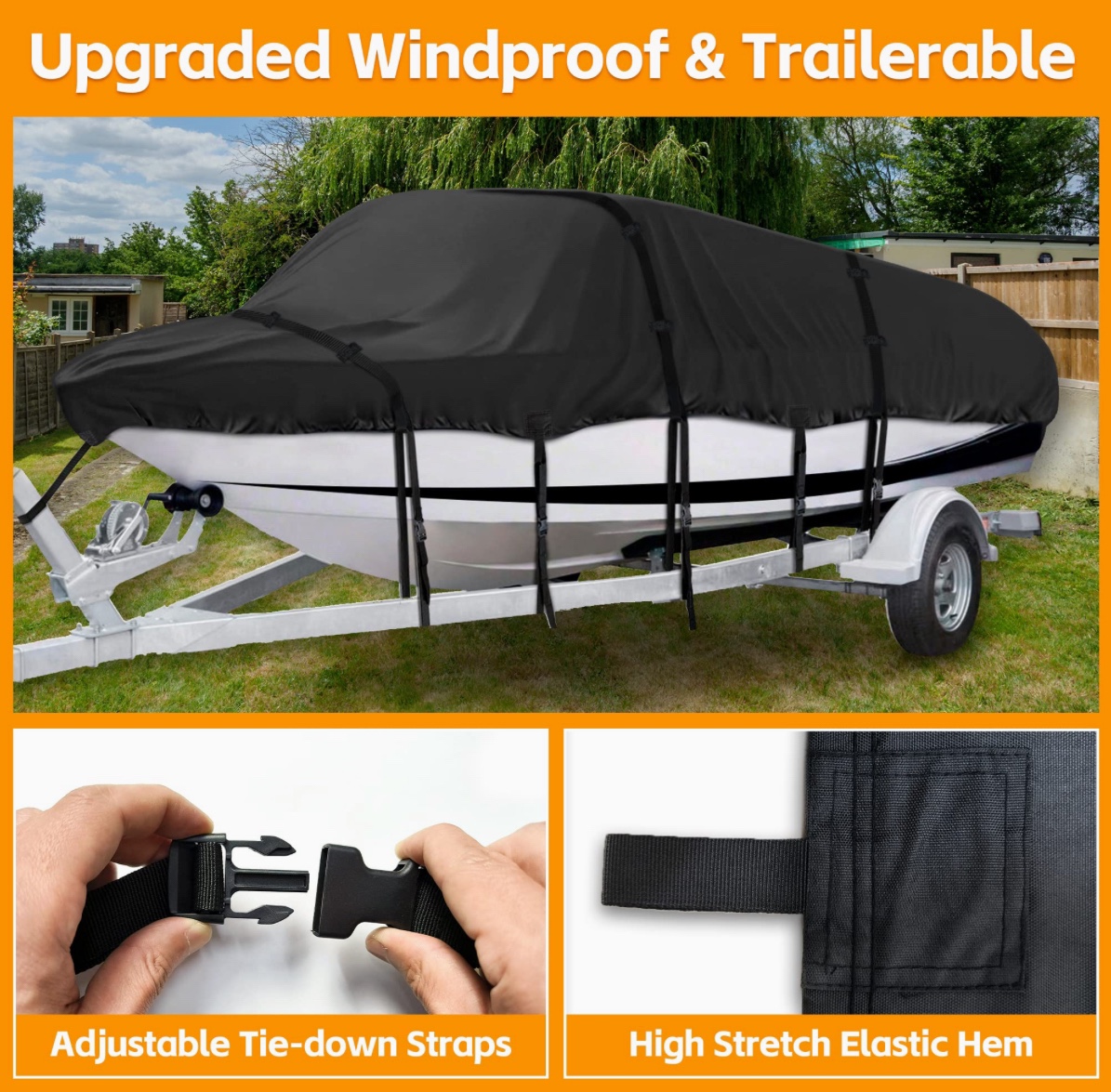600D Trailerable Boat Cover <12'-14' Long x 75" Wide> ***New*** - photo 3