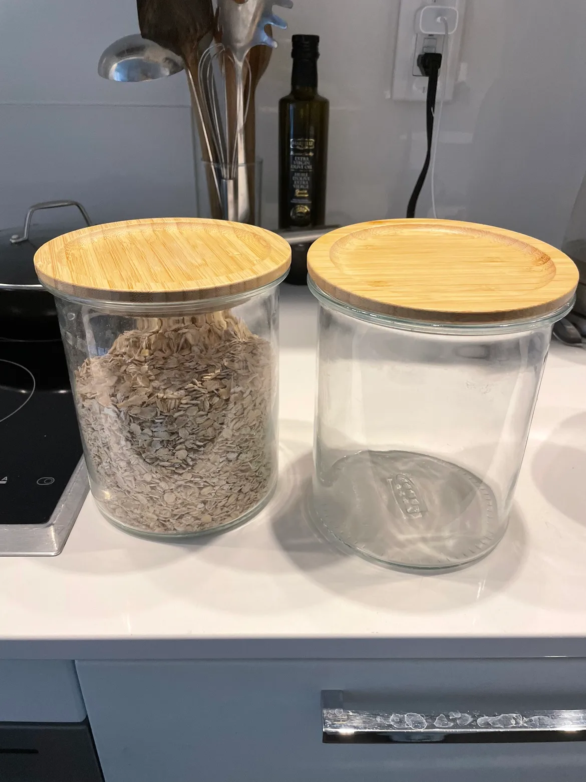 IKEA Glass Storage Jar with Bamboo Lid (original price 10$) thumbnail
