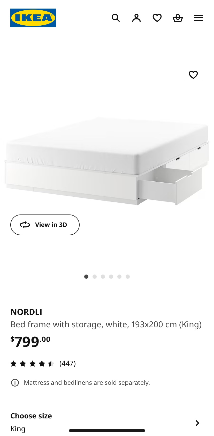 IKEA NORDLI King Bed Frame with Storage - photo 2
