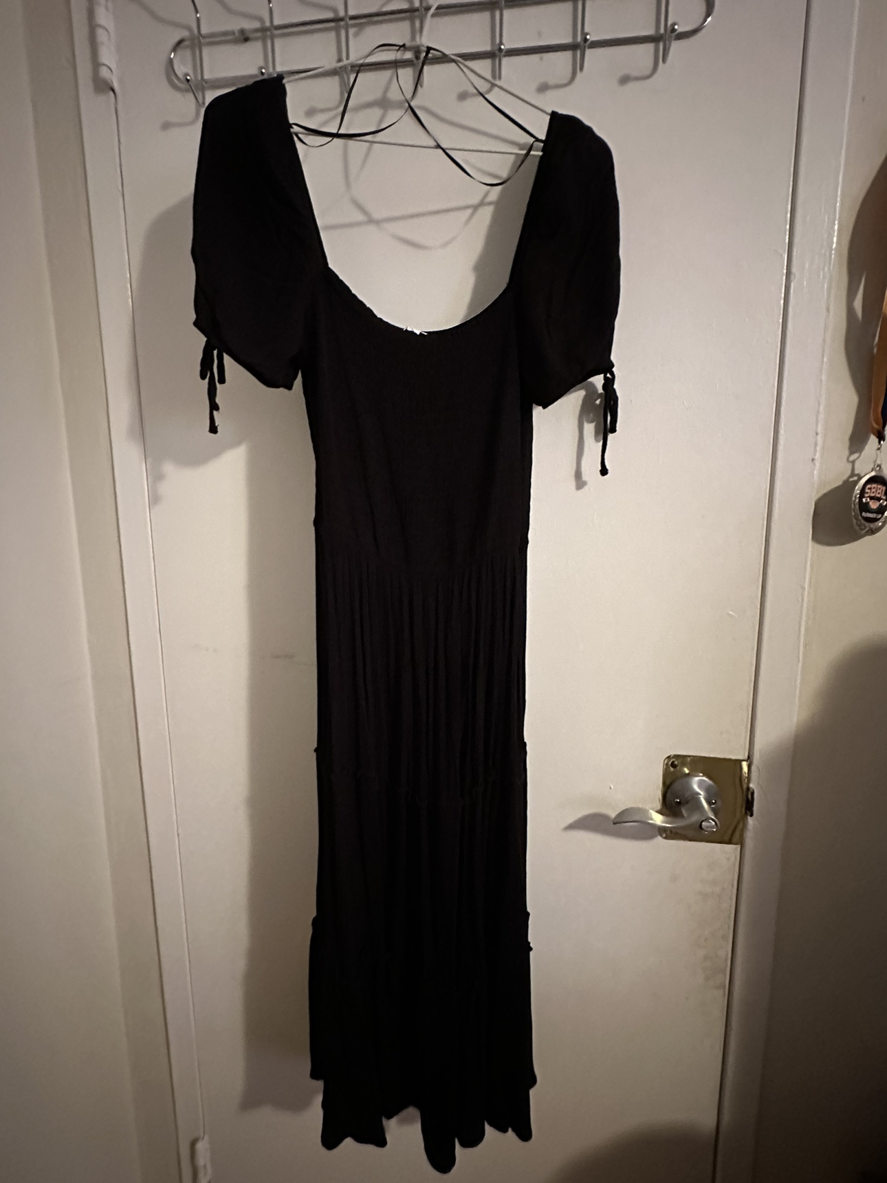 Black Puff Sleeve Midi Dress