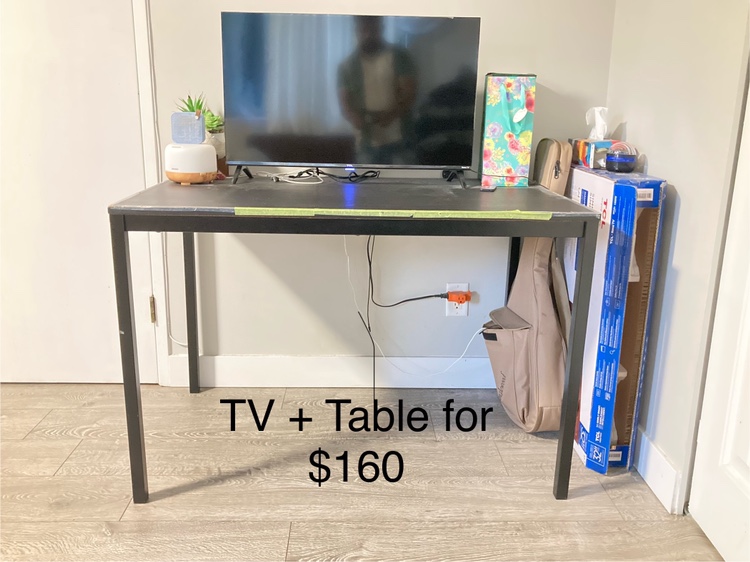 TCL Roku TV and Table