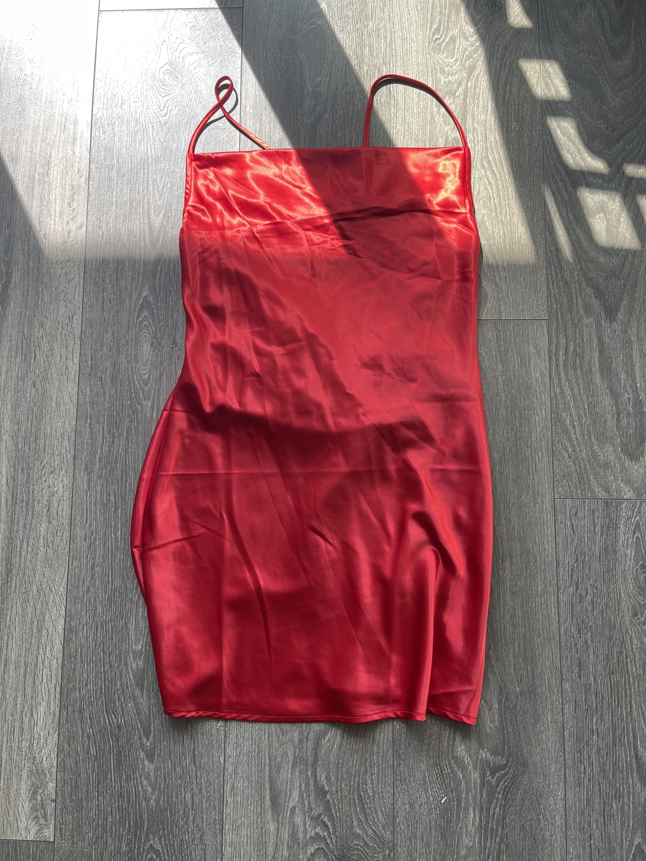 Red Satin Slip Dress