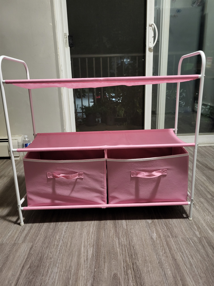 Pink Fabric Storage Shelf with Drawers