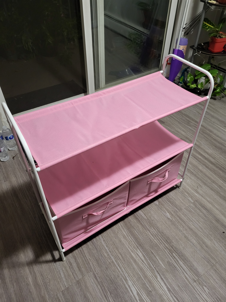 Pink Fabric Storage Shelf with Drawers - photo 2
