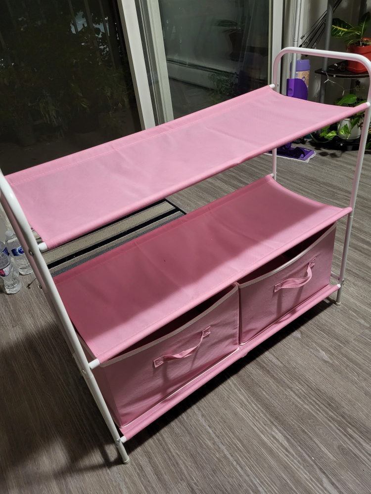 Pink Fabric Storage Shelf with Drawers - photo 3