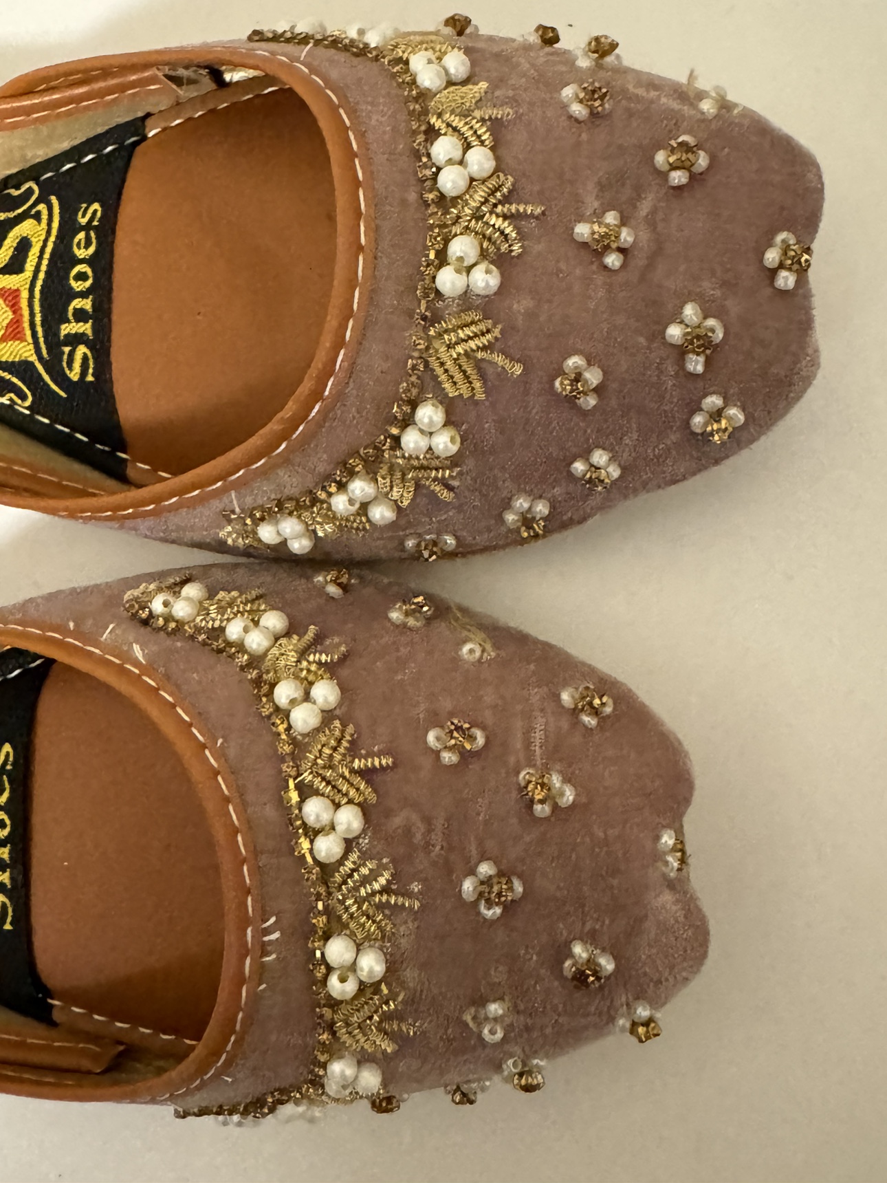 Embroidered Velvet Flats