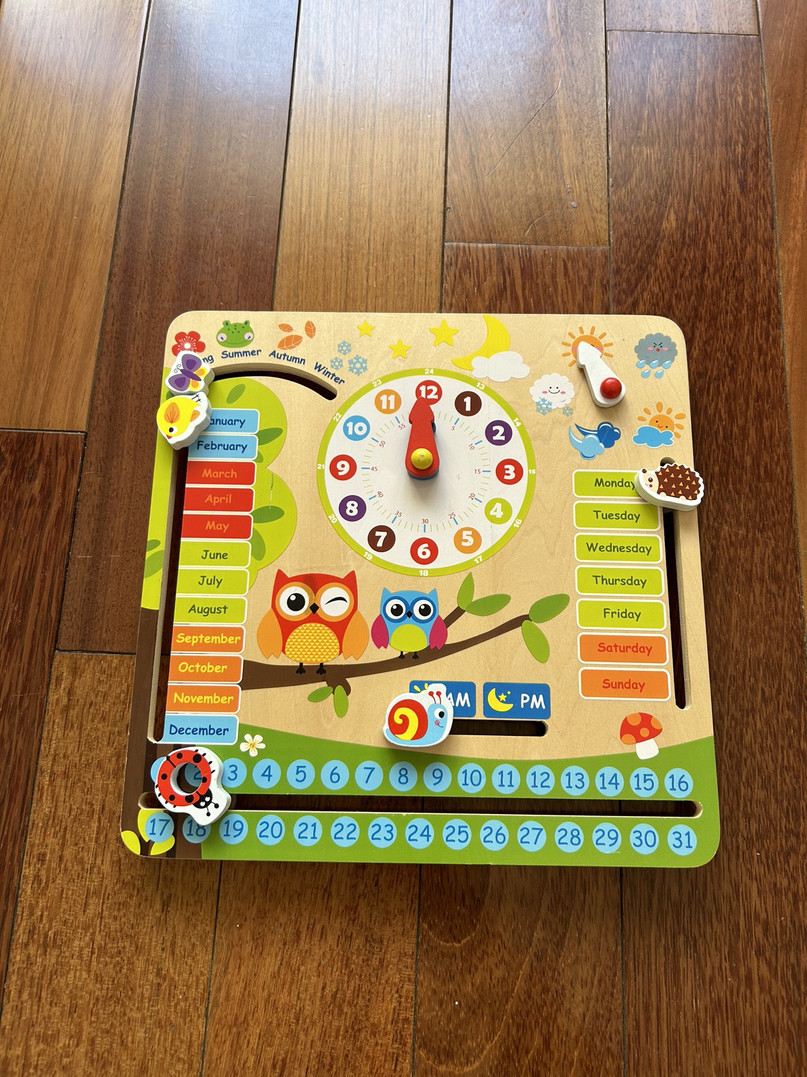Wooden Learning Clock and Calendar