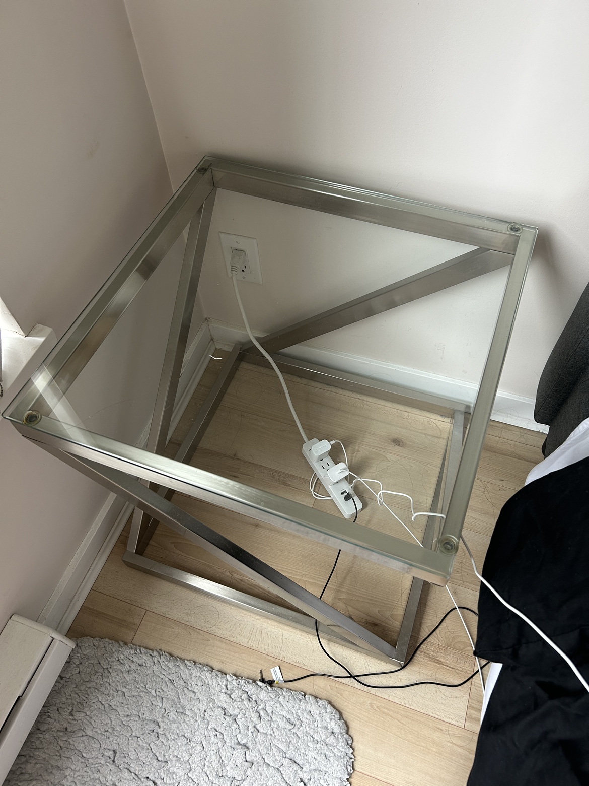 Glass and Metal End Table - photo 3