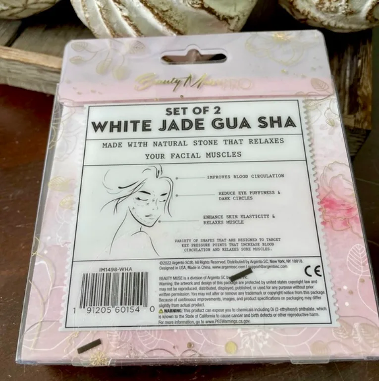 NIB • Beauty Muse • White Jade Gua Sha Set of 2 image indicator(2)