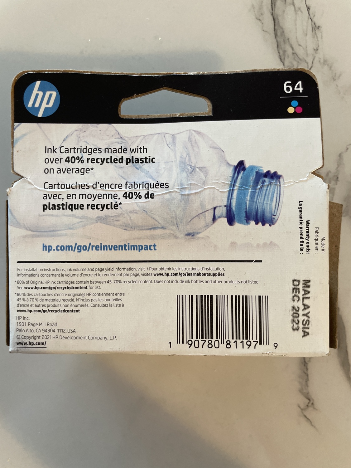 HP 64 Tri-color Ink Cartridge - photo 5