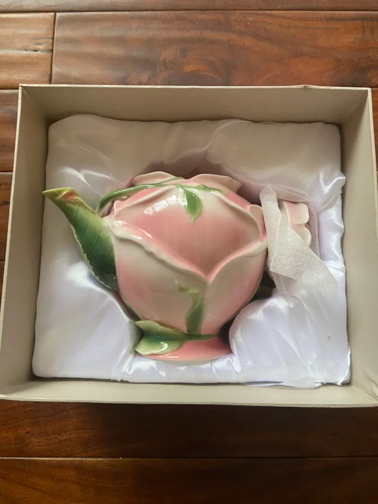 Hand Painted Porcelain Rose Teapot