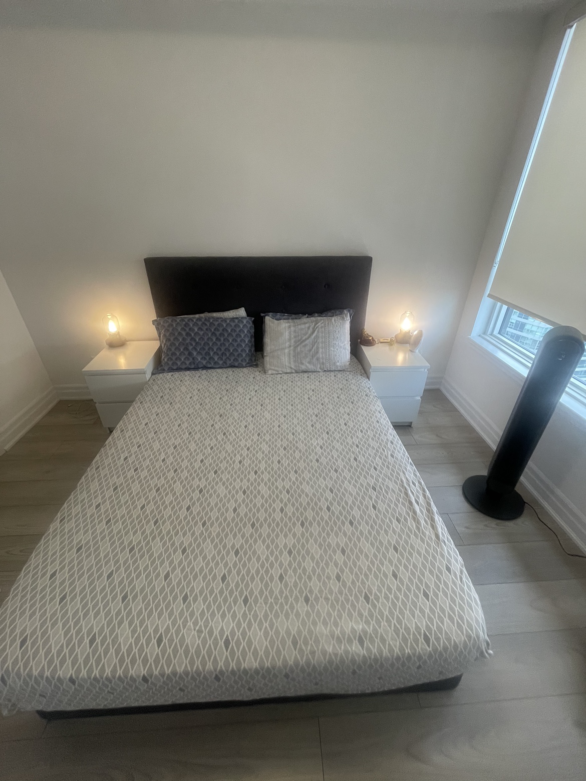 Queen size Mattress and Box with headboard