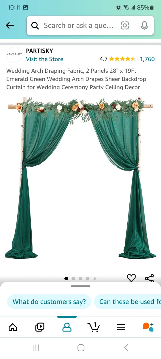Emerald Green Wedding Arch Drapes thumbnail