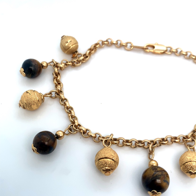 Gold Bracelet with Tiger's Eye Beads - photo 3
