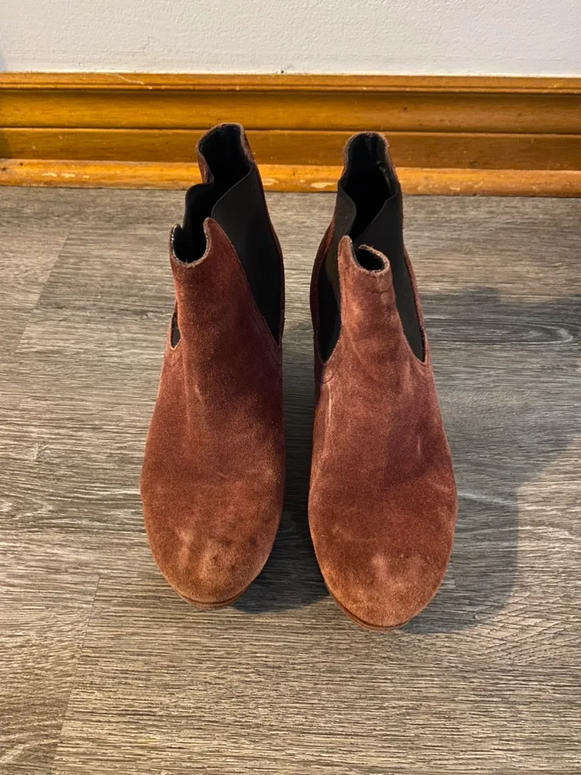Merlot Suede Wedge Booties thumbnail