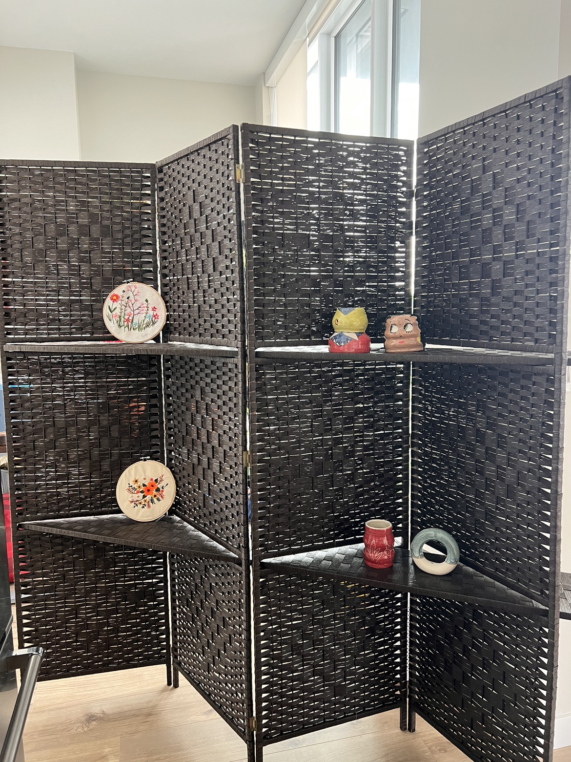 Room Divider with Shelves