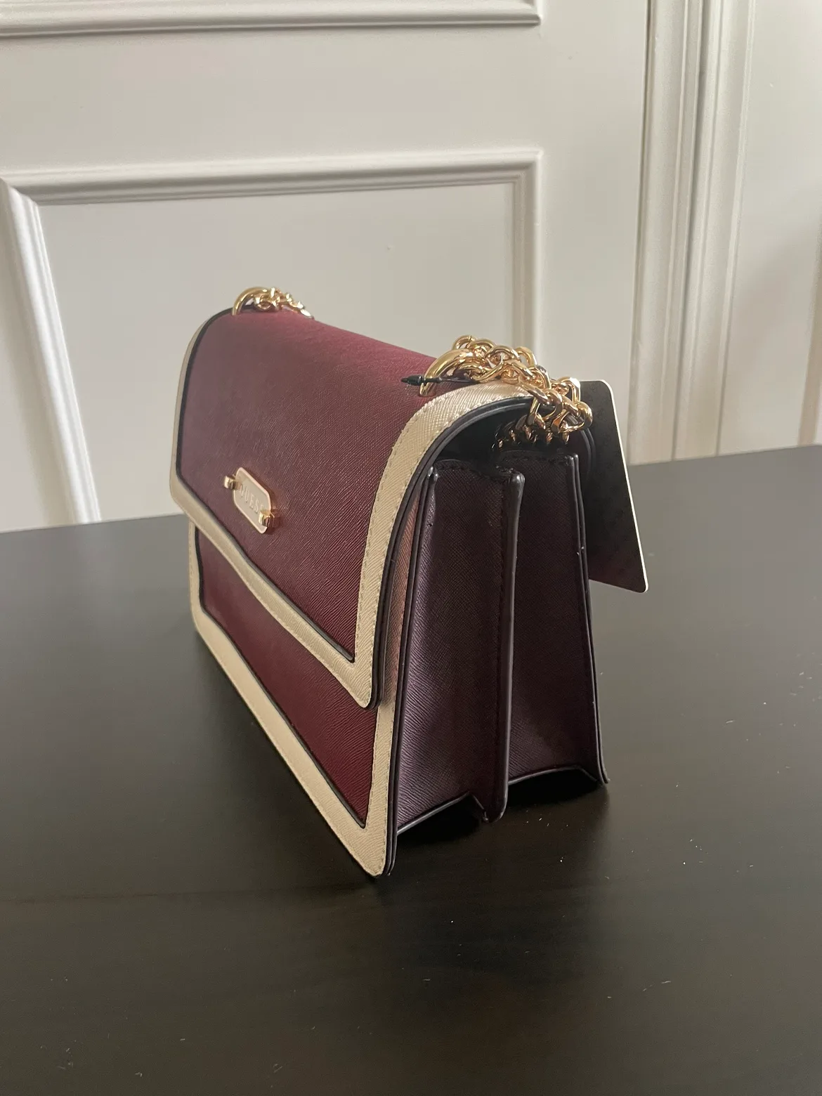 Guess Burgundy and Cream Chain Bag image indicator(3)