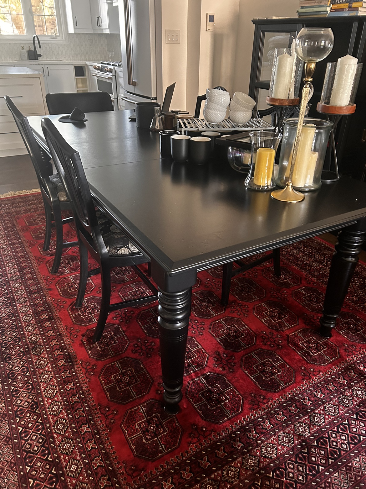 Large Black Dining Table and 4 Chairs