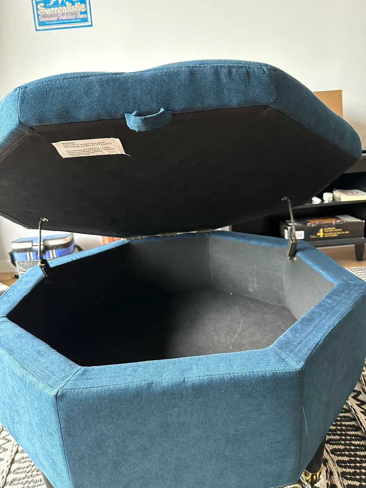 Storage Ottoman - Blue “Tufted” - Large Capacity thumbnail