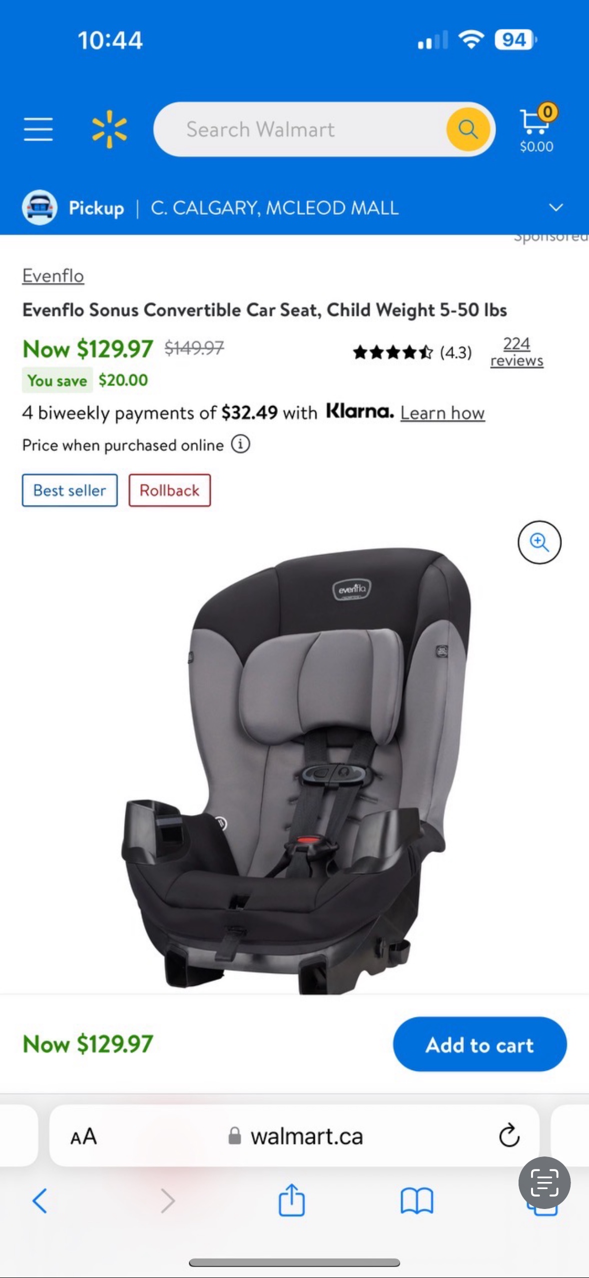 Evenflo Sonus Convertible Car Seat