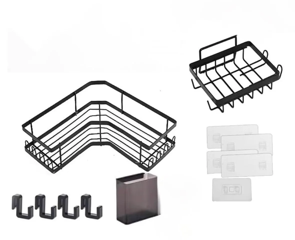 Corner Shelf Organizer with Hooks and Adhesive thumbnail