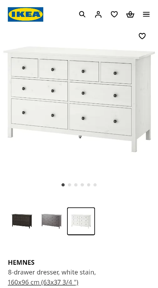 IKEA Hemnes white 8 Draw Dresser image indicator(9)