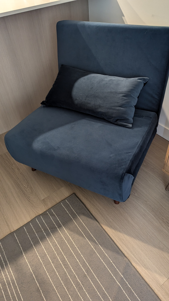 Fold-Out Chair - Una Single Sofa Bed - Navy Blue - Velvet