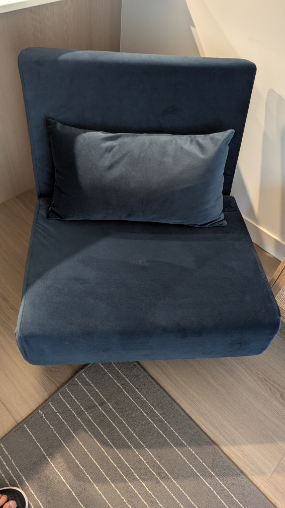 Fold-Out Chair - Una Single Sofa Bed - Navy Blue - Velvet - photo 2