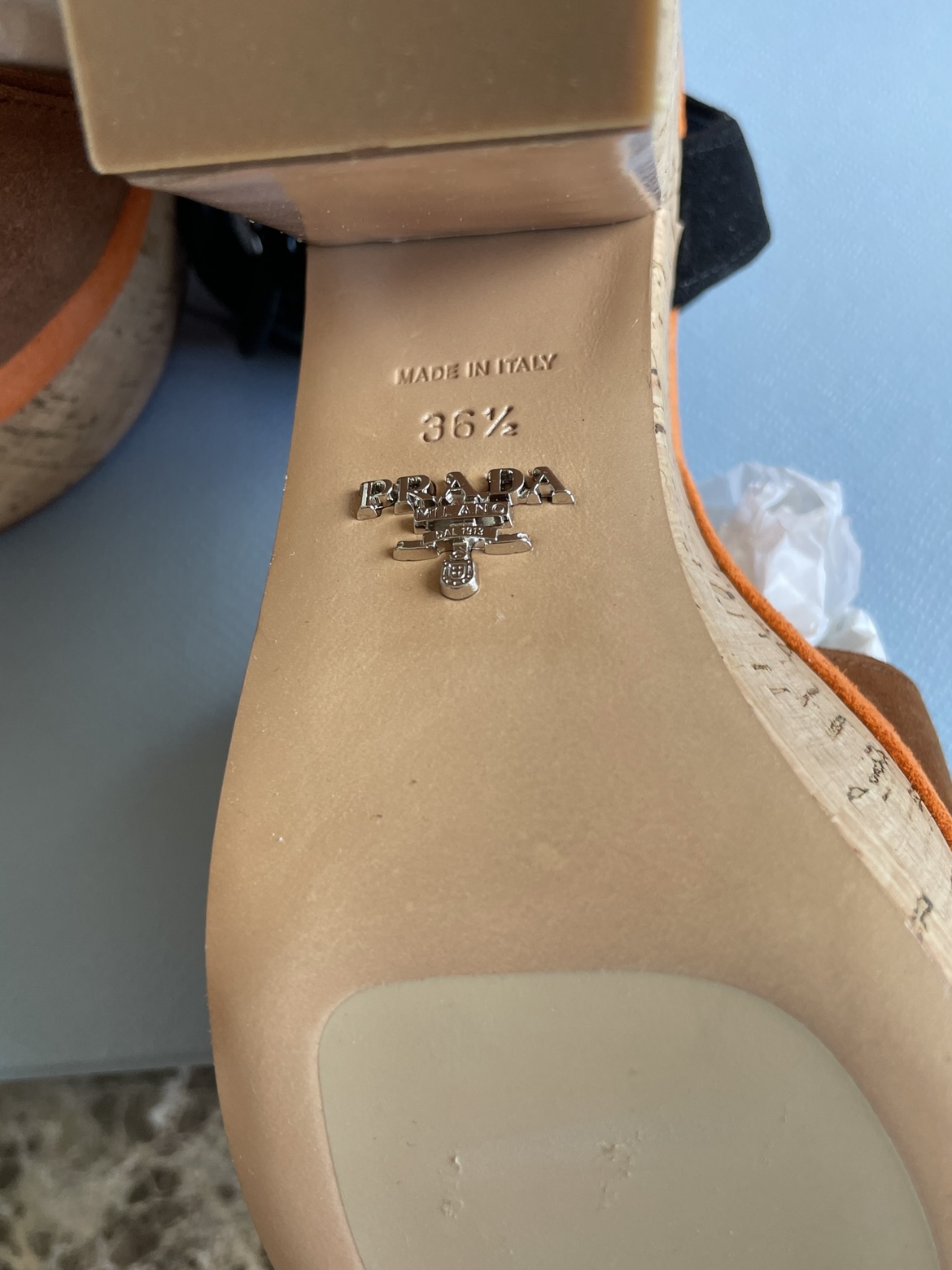 Brand New Prada Cork Wedge Sandals, size 36.5 - photo 3