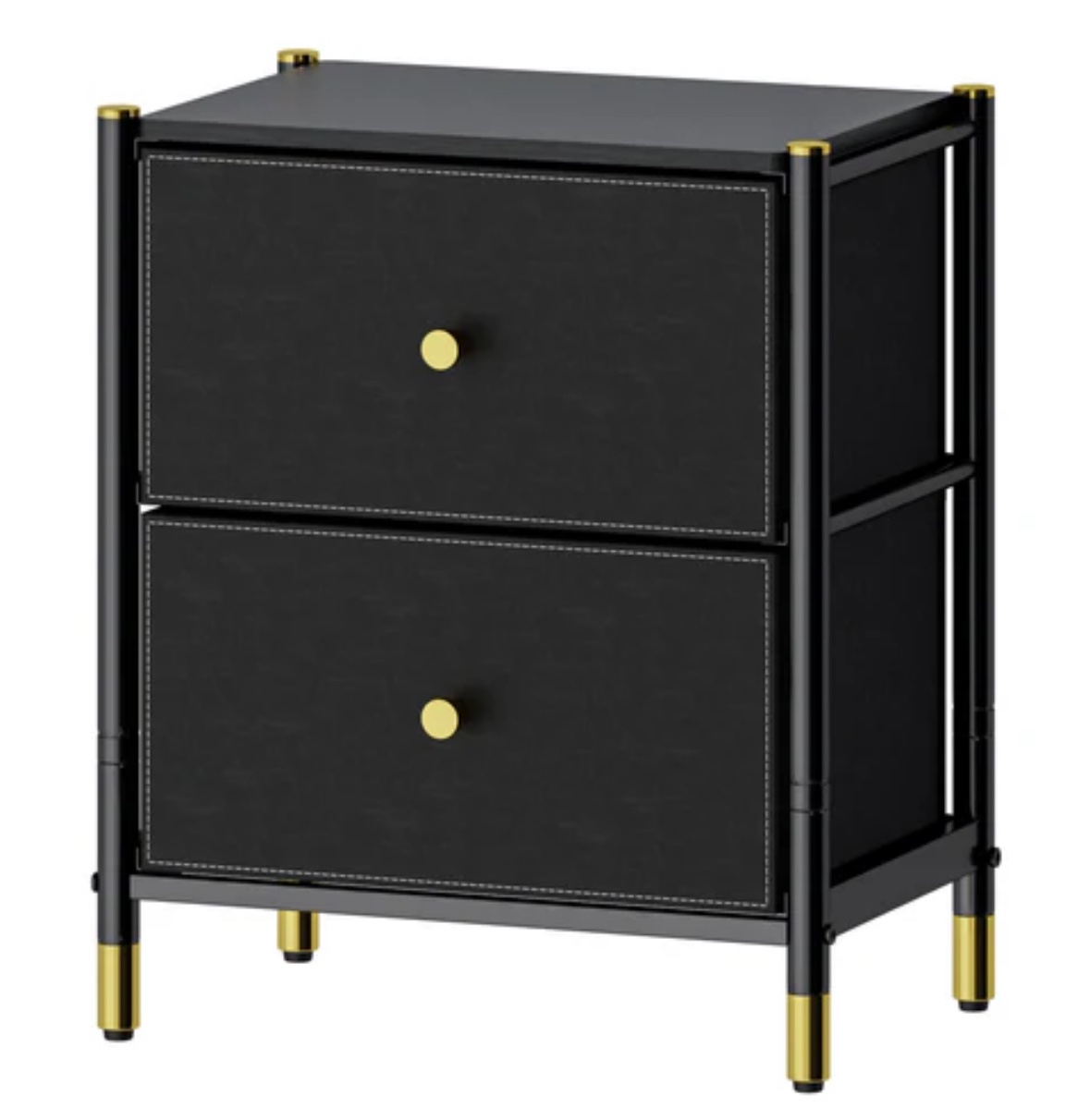 2 Black Nightstand with Gold Accents - photo 4