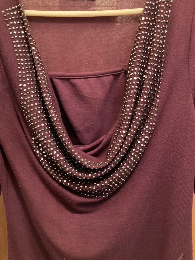 ✨Unique Italian burgundy Long Sleeve mini Dress or tunic image indicator(2)