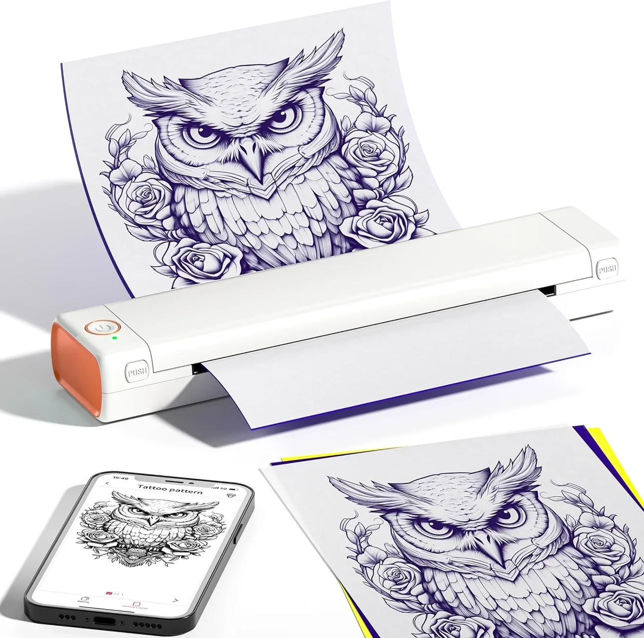 M08F Tattoo Stencil  Printer A4 - Grey, White, Green - New thumbnail