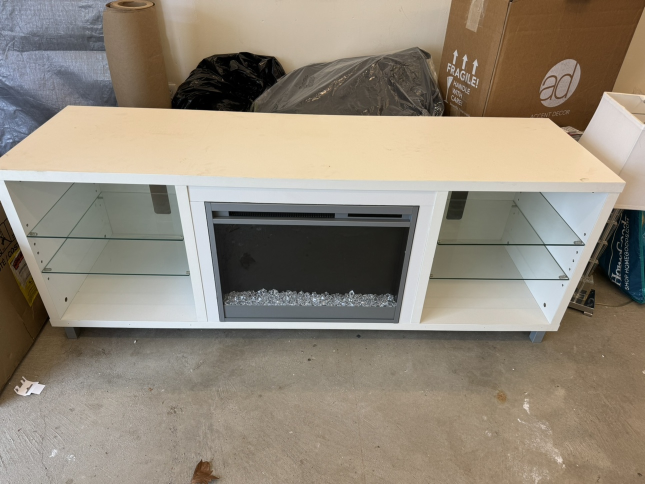 White Electric Fireplace TV Stand - photo 3