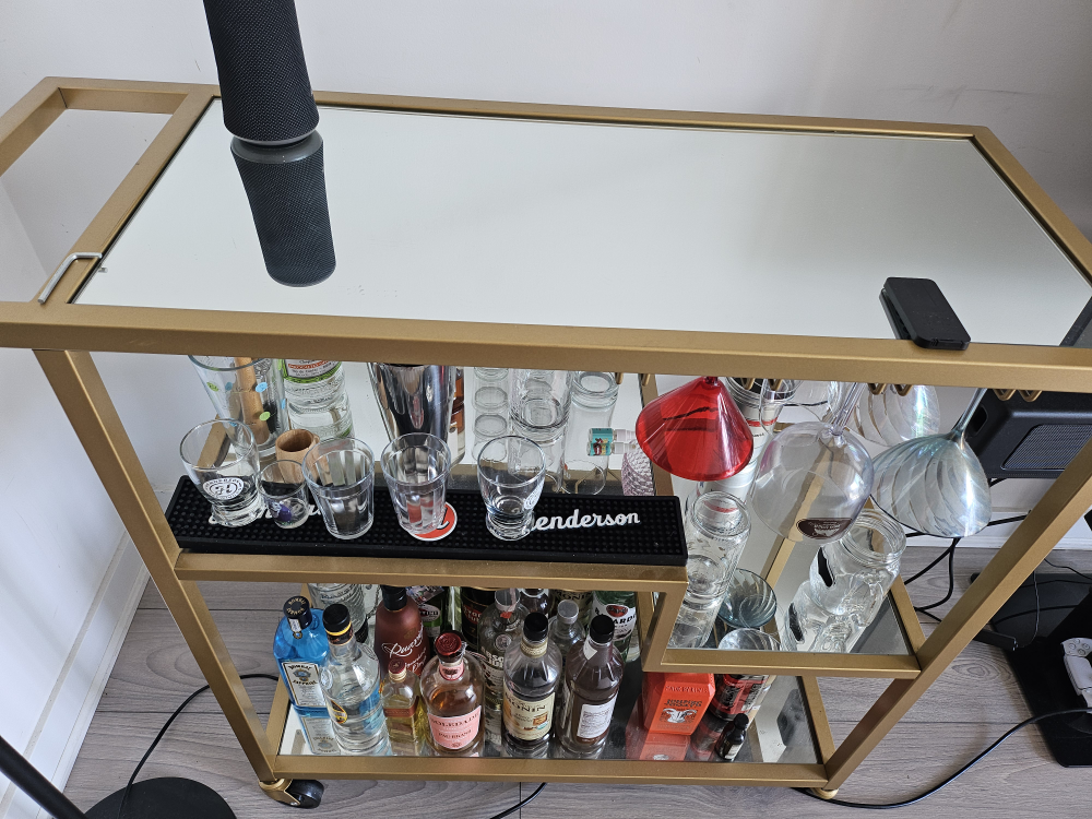 Gold mirrored bar cart