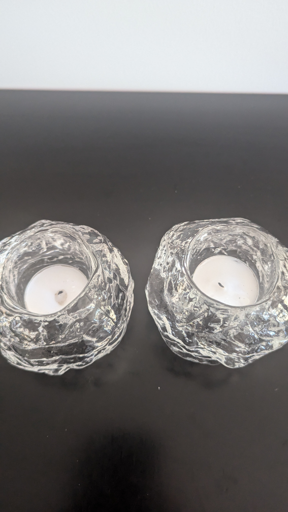 Kosta Boda Snow Ball Crystal Votive Candle Holder Pair - photo 2