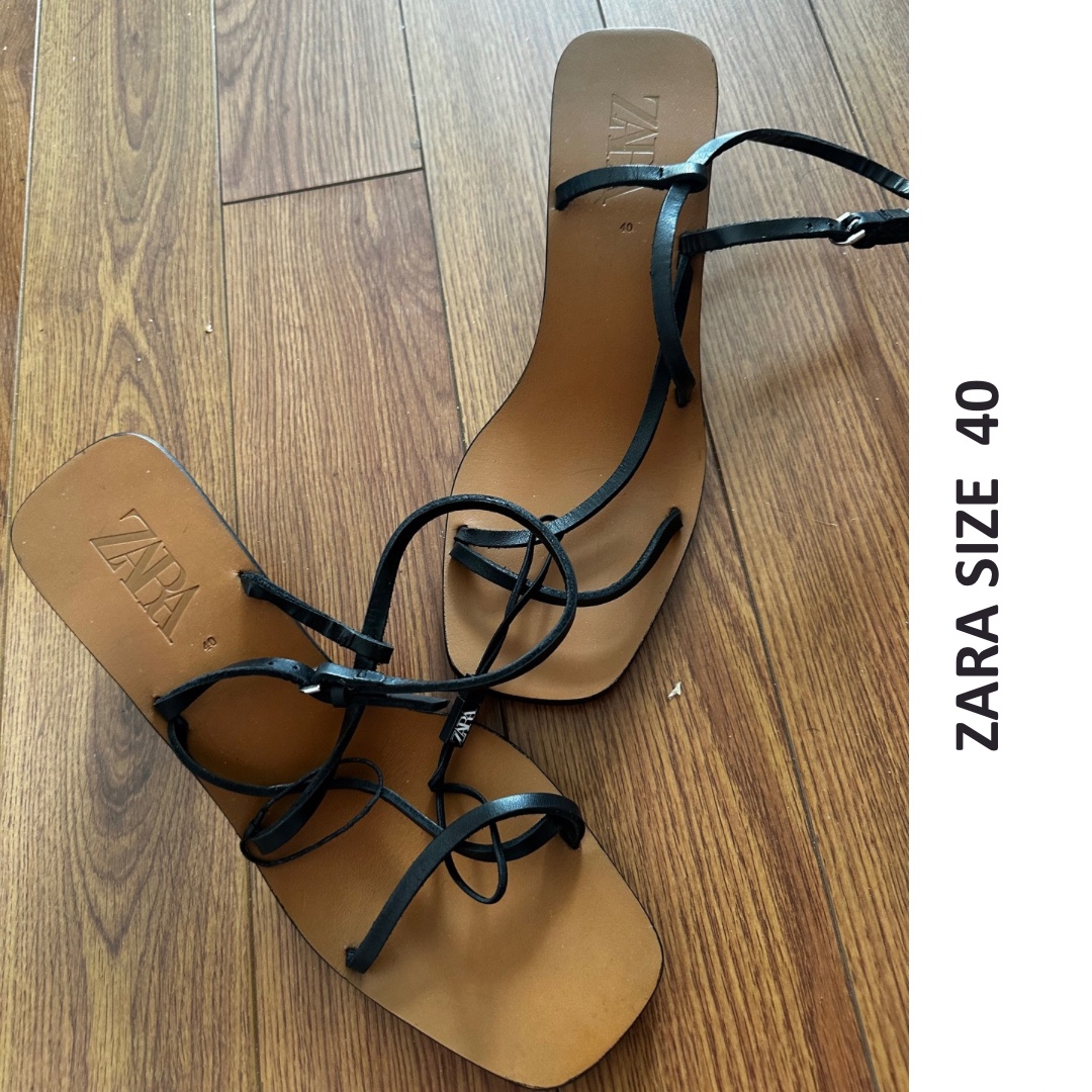 Zara Black Leather Sandals Size 40 - photo 2