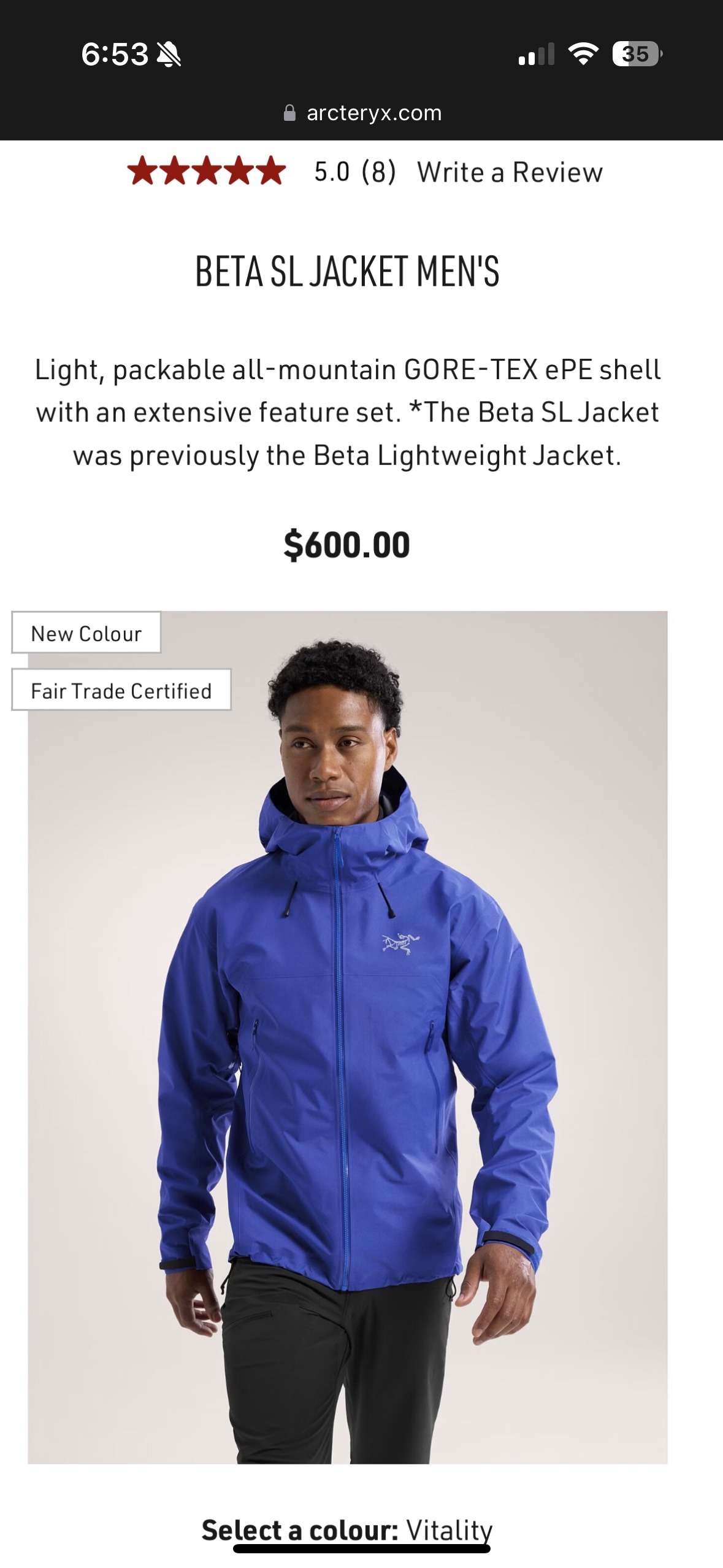 New Arcteryx Beta SL Jacket Men's Size XL