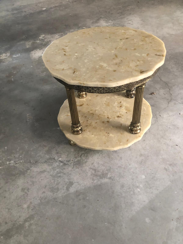 Brass and Marble End Table