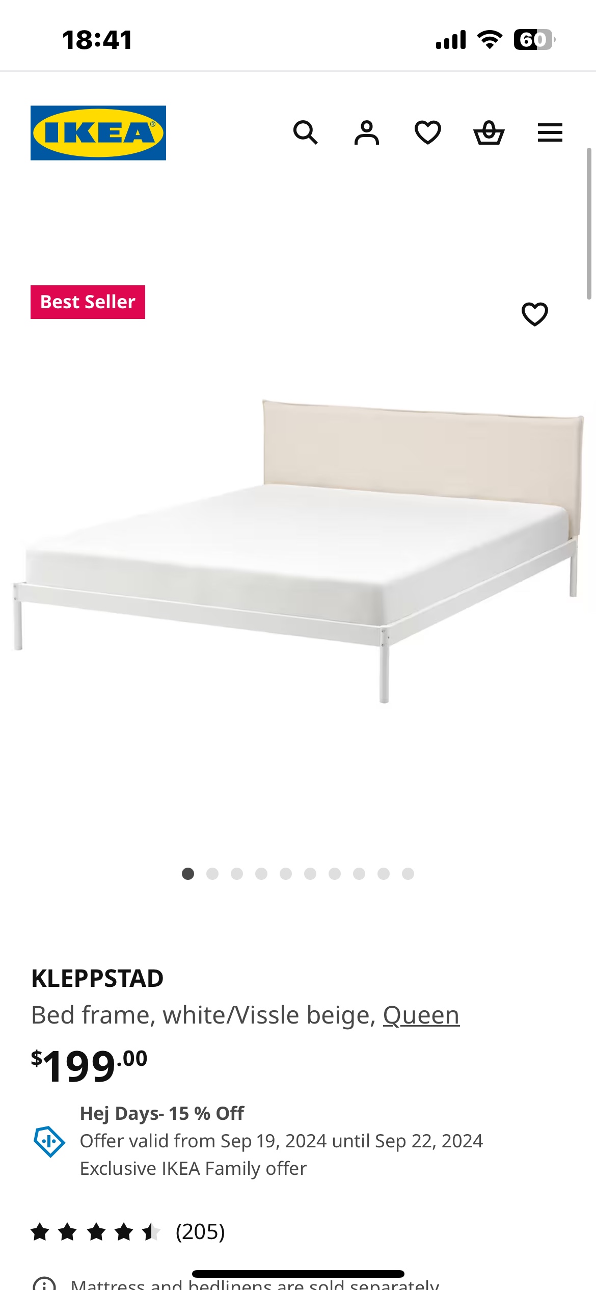 IKEA KLEPPSTAD Bed Frame with mattress, Queen - photo 3