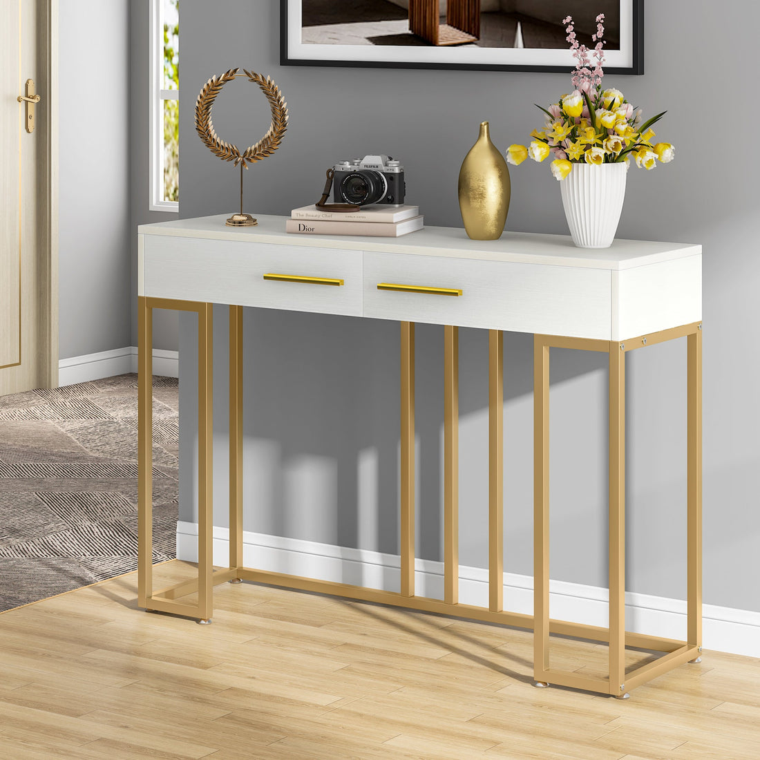 White and Gold Console Table