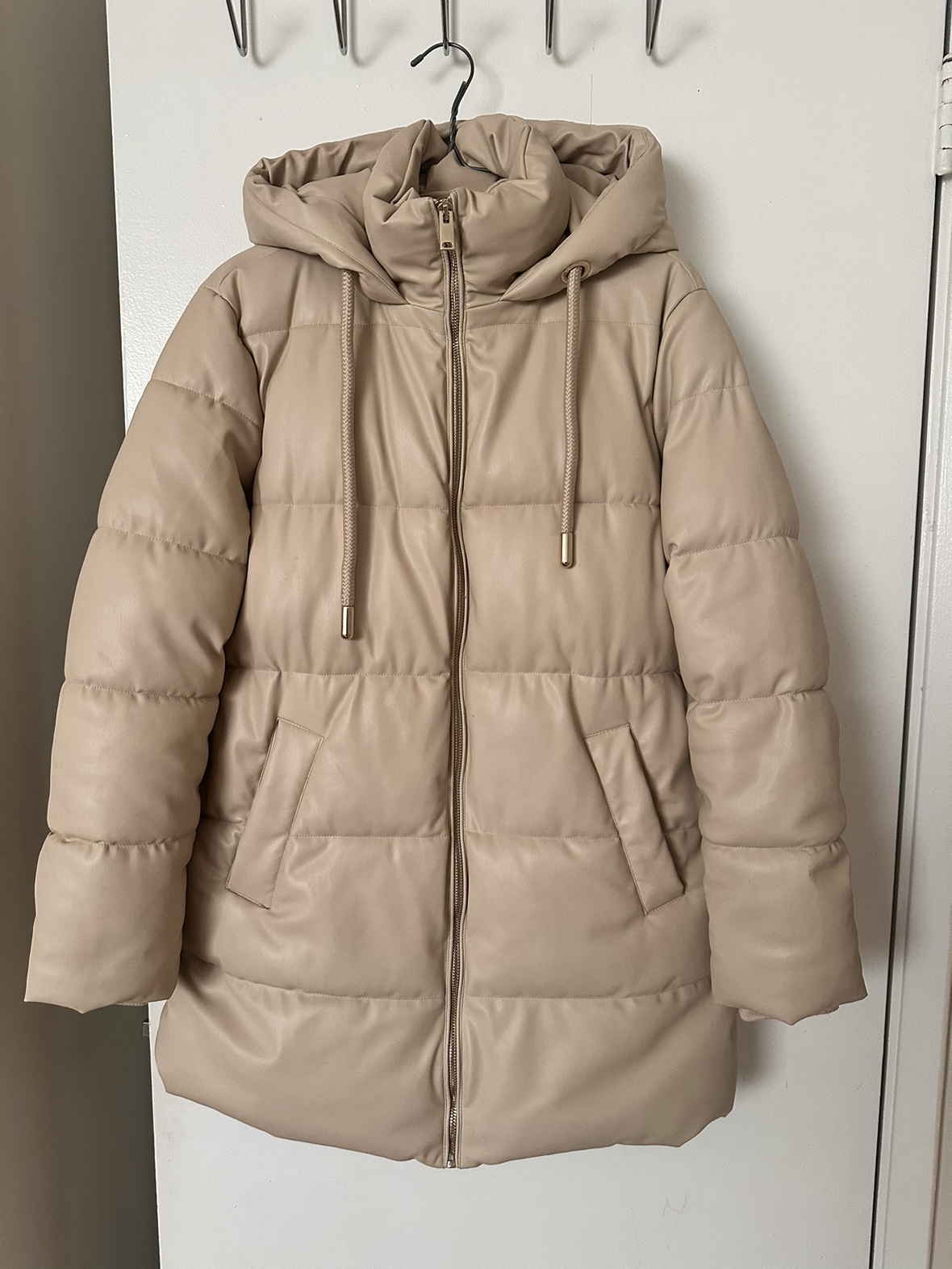 Zara faux leather puffer jacket