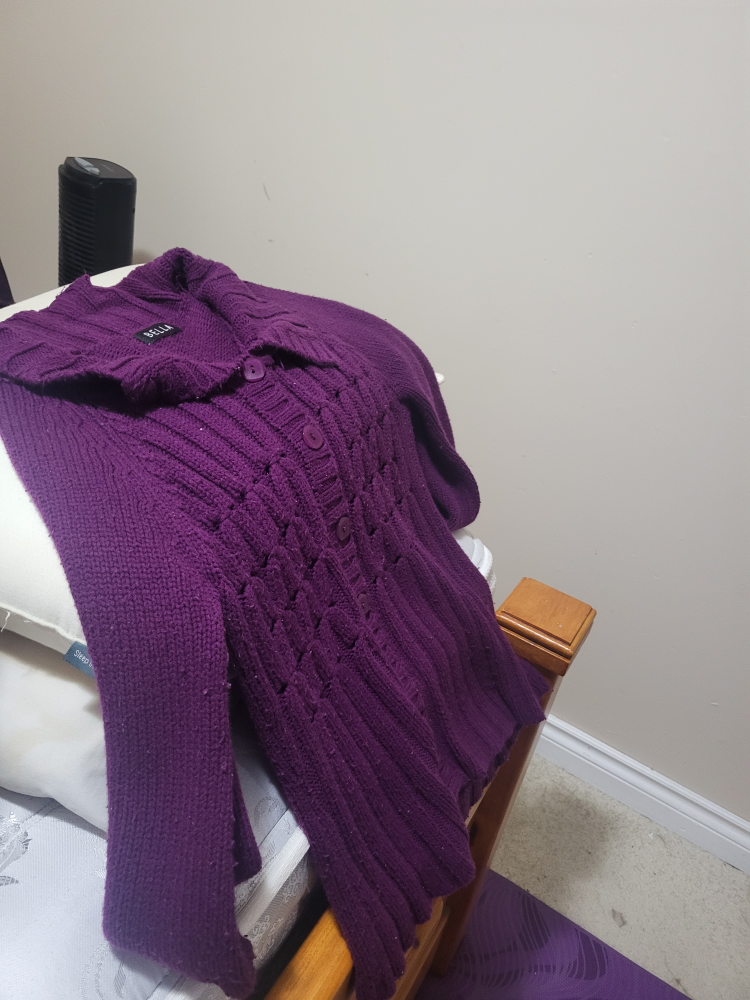 3 quarter sleeve purple knitted sweater - photo 2