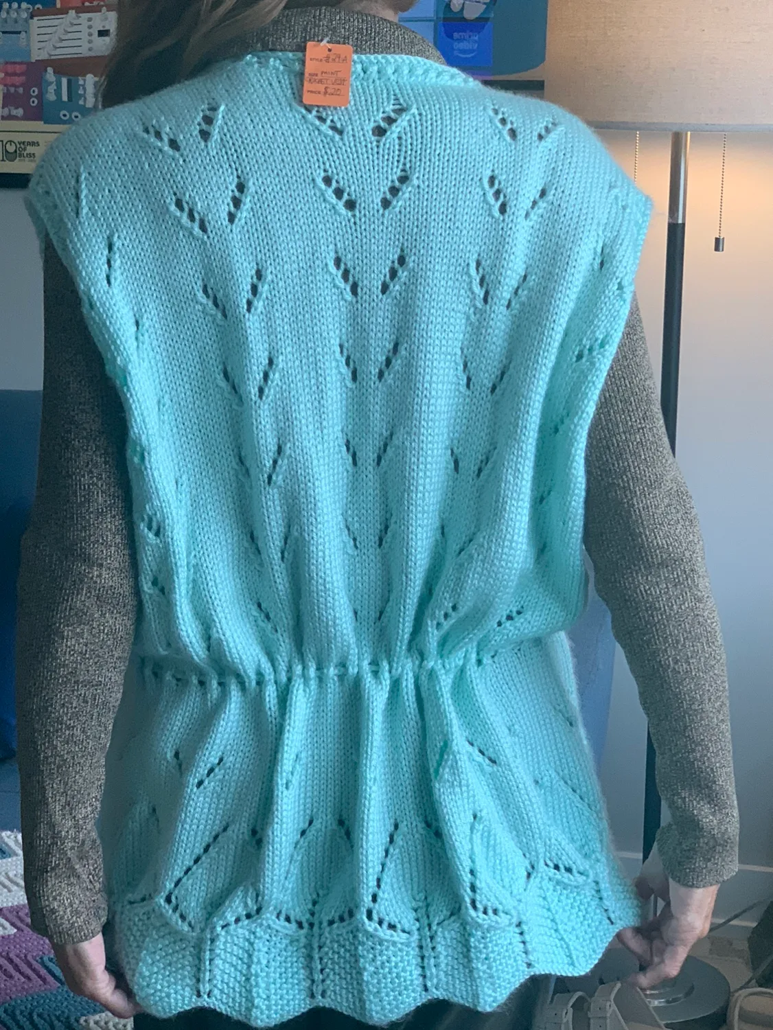 Handmade Mint Green Knit Vest image indicator(3)
