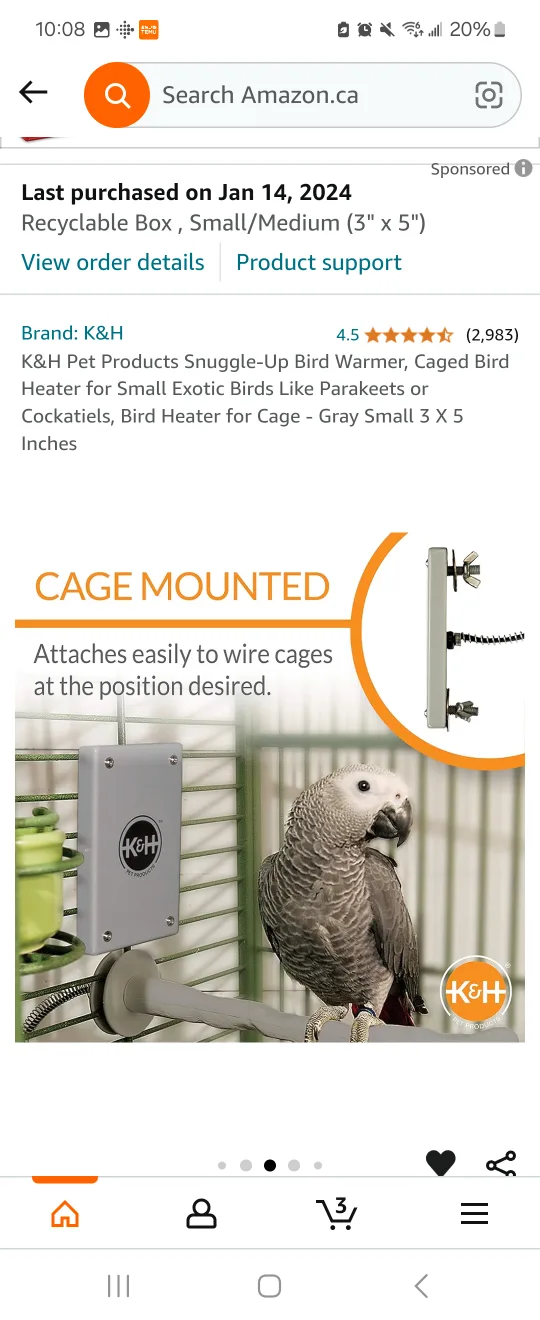 Snuggle-Up Bird Warmer, Bird Cage Heater (small exotic birds) 🥕 image indicator(4)