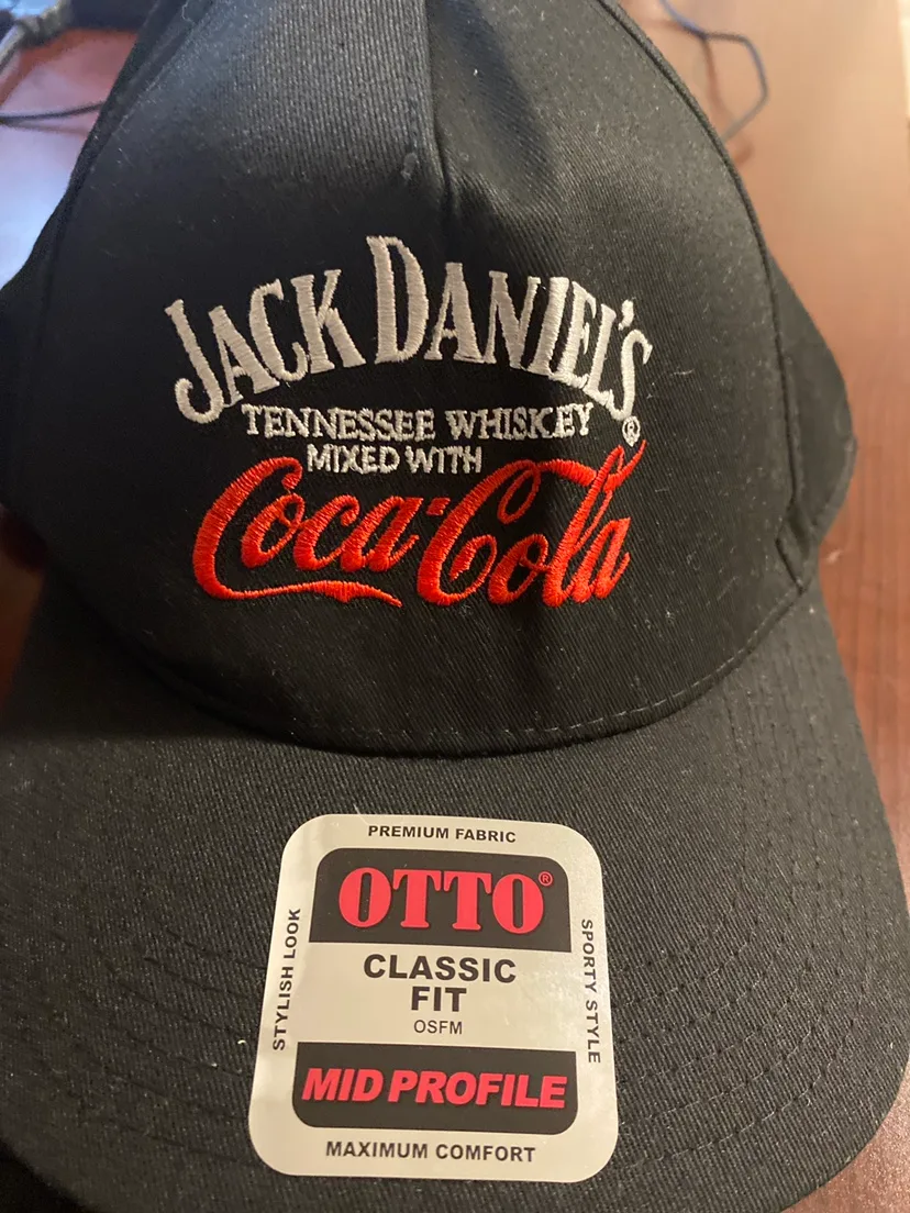 Coke and jack daniels trucker hat